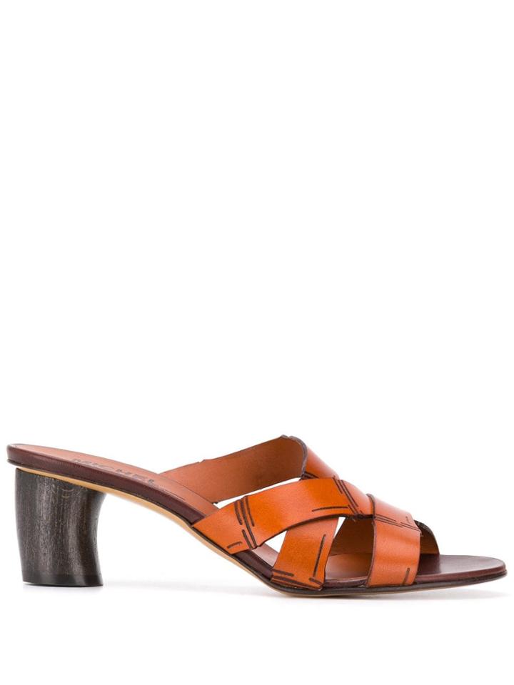 Michel Vivien Criss-cross Strap Mules - Brown