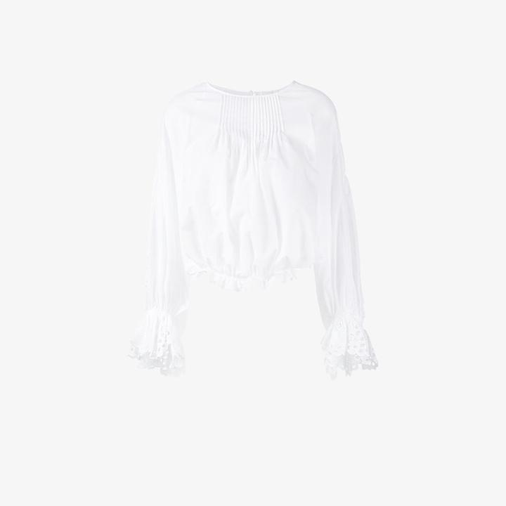 Chloé Broderie Anglaise Blouse, Women's, Size: 34, White, Cotton
