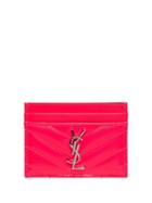 Saint Laurent Monogram Plaque Cardholder - Pink
