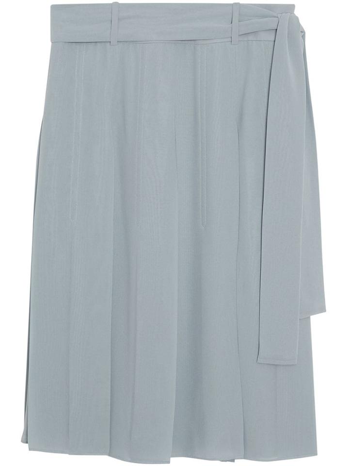Burberry Tie-waist Pleated Georgette Skirt - Blue