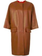 Marni - Oversized Leather Lambskin Coat - Women - Lamb Skin - 42, Brown, Lamb Skin