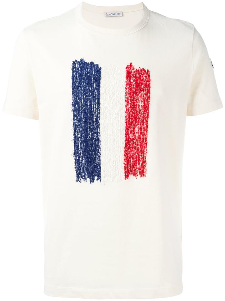 Moncler Stitched Tri-colour Stripe T-shirt, Men's, Size: Xxl, Nude/neutrals, Cotton