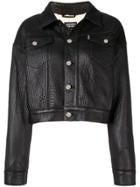 Andrea Crews Cropped Leather Jacket - Black
