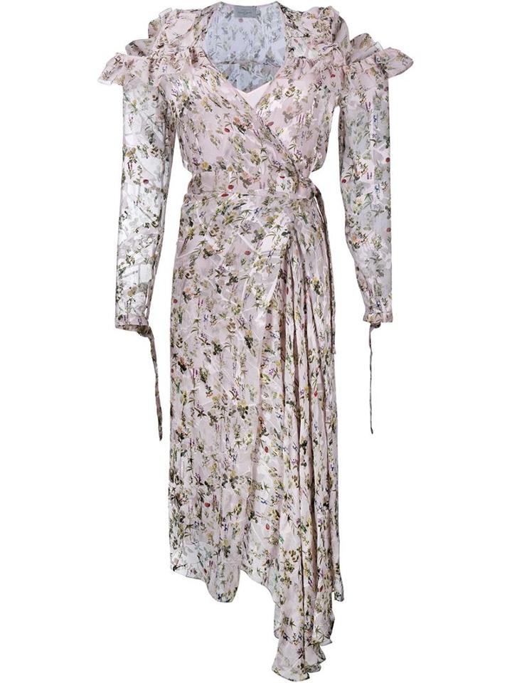 Preen By Thornton Bregazzi Alberta Floral Print Silk Wrap Dress