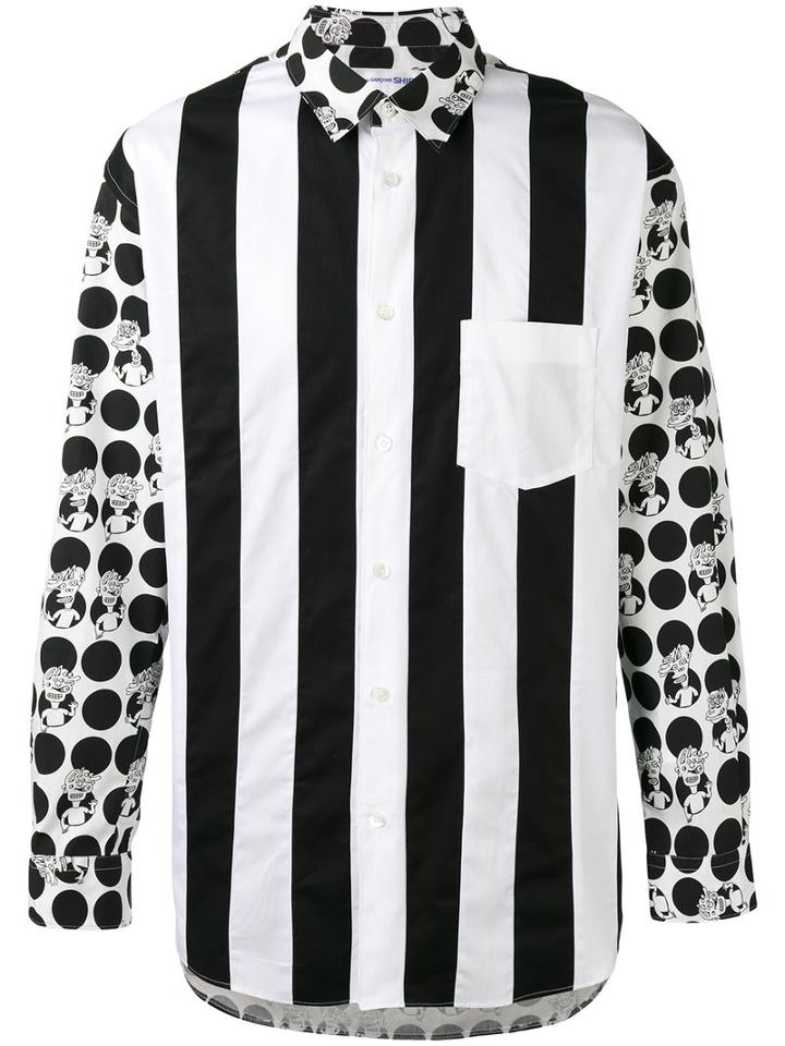 Comme Des Garçons Shirt Contrast Print Shirt, Men's, Size: Large, White, Cotton