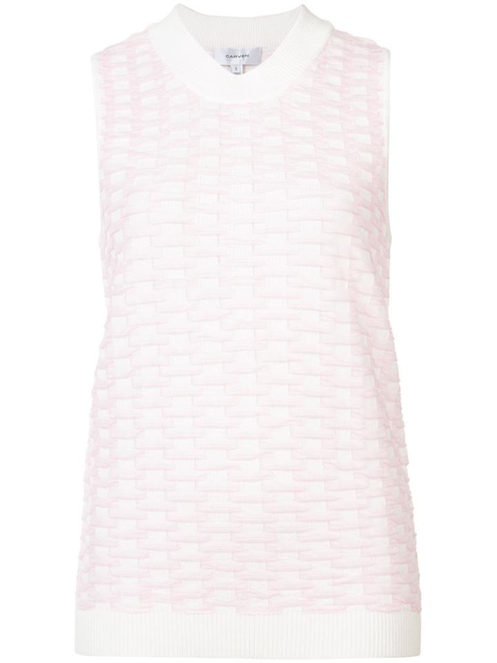 Carven - Embroidered Top - Women - Nylon/polyester/viscose - S, Pink/purple, Nylon/polyester/viscose