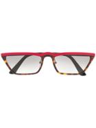 Prada Eyewear Rectangular Cat Eye Sunglasses - Red