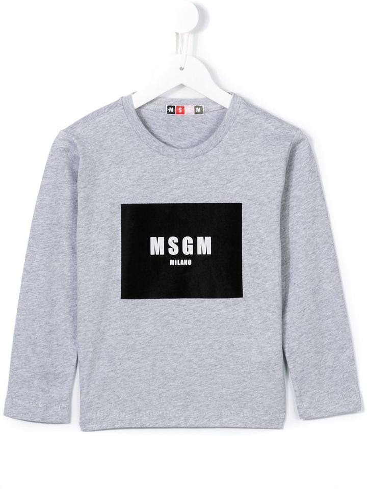 Msgm Kids Logo Print T-shirt, Boy's, Size: 12 Yrs, Grey
