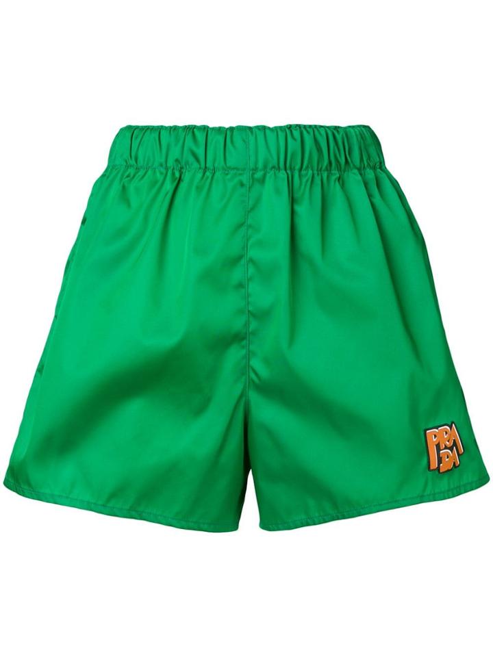 Prada Logo Patch Shorts - Green