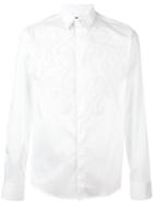 Christian Pellizzari Baroque Embroidered Shirt, Men's, Size: 46, White, Cotton/polyamide/spandex/elastane