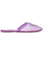 Attico Gina Embellished Mesh Slippers - Pink & Purple