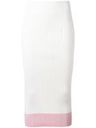 Victoria Beckham Rib Knit Skirt, Women's, Size: 6, White, Cotton/polyamide/viscose/spandex/elastane