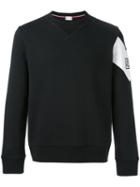 Moncler Gamme Bleu Contrast Diagonal Band Sweatshirt, Men's, Size: Xl, Black, Cotton