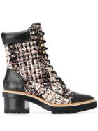Tory Burch Tweed Lace-up Boots - Black