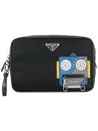 Prada Robot Face Pouch - Black