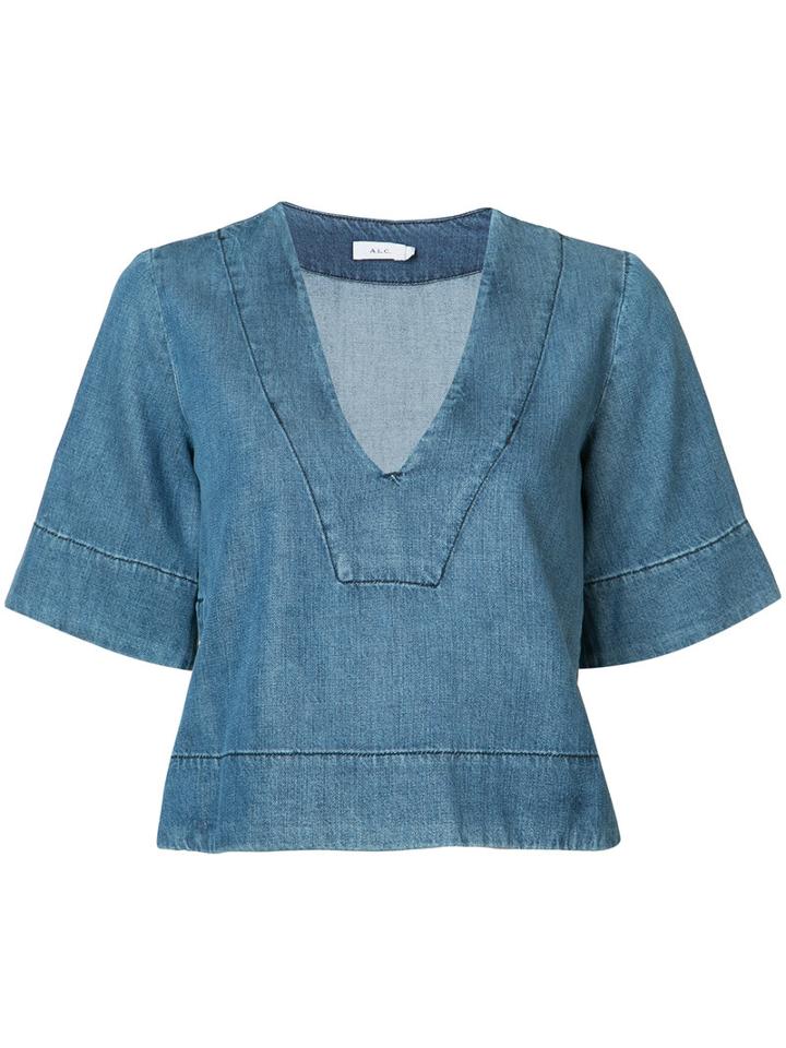 A.l.c. - 'virginia' Top - Women - Cotton - 6, Blue, Cotton