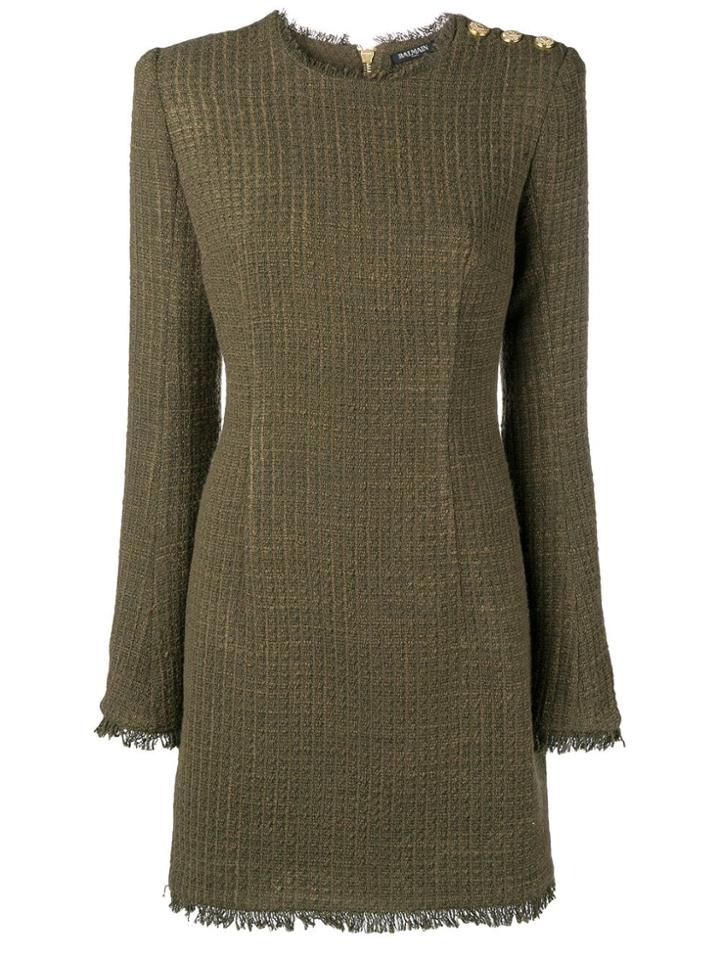 Balmain Textured Mini Dress - Green