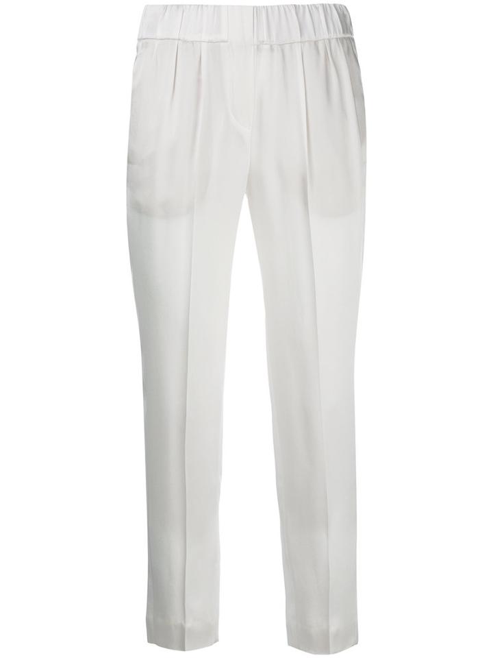 Brunello Cucinelli Cropped Trousers, Women's, Size: 38, White, Acetate/viscose/polyester