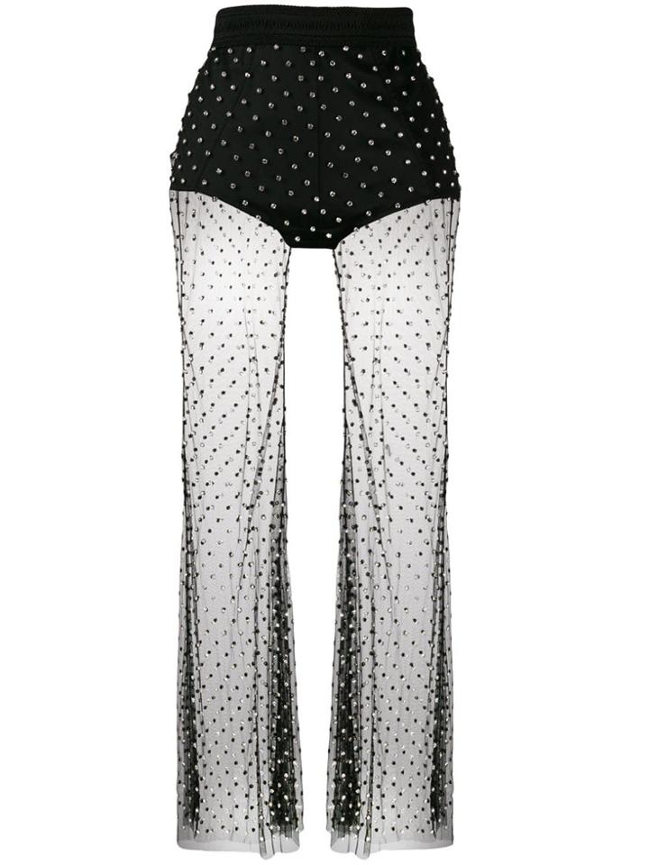Amen Crystal Embellished Sheer Trousers - Black