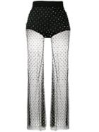 Amen Crystal Embellished Sheer Trousers - Black