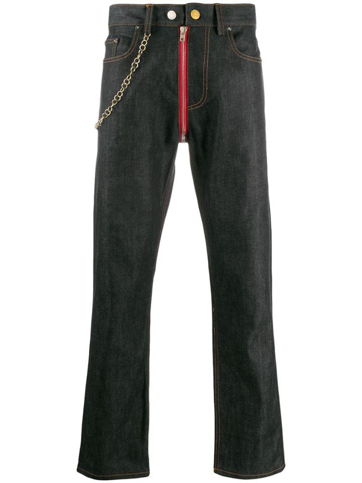 Zilver Zipped Crotch Straight Leg Jeans - Blue