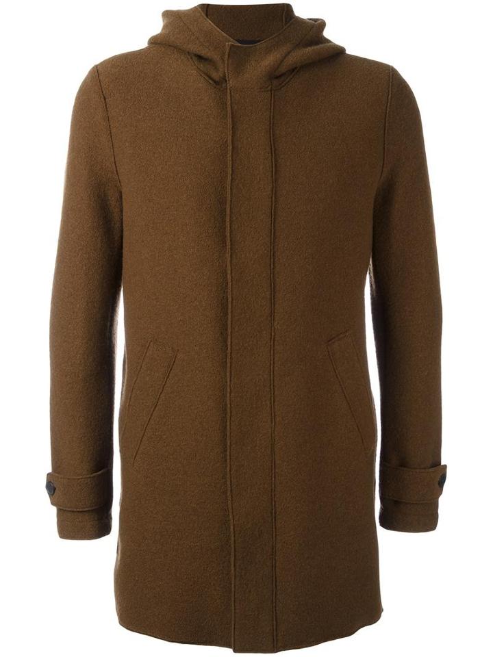 Harris Wharf London Hooded Coat, Men's, Size: 52, Brown, Virgin Wool