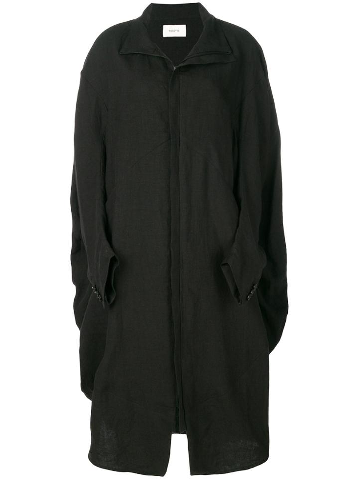 Roggykei Oversized Zip Front Coat - Black
