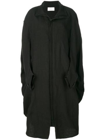 Roggykei Oversized Zip Front Coat - Black