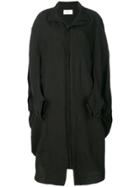 Roggykei Oversized Zip Front Coat - Black