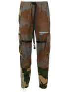 Off-white Contrast Camouflage Print Trousers - Brown