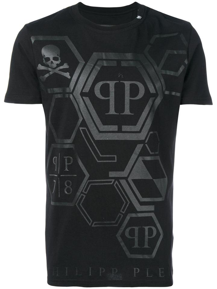 Philipp Plein Skull Logo Print T-shirt - Black