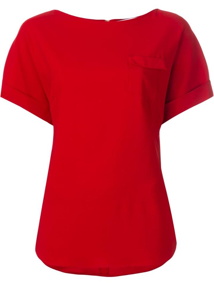 Osman Chest Pocket T-shirt, Women's, Size: 8, Red, Acetate/viscose/spandex/elastane