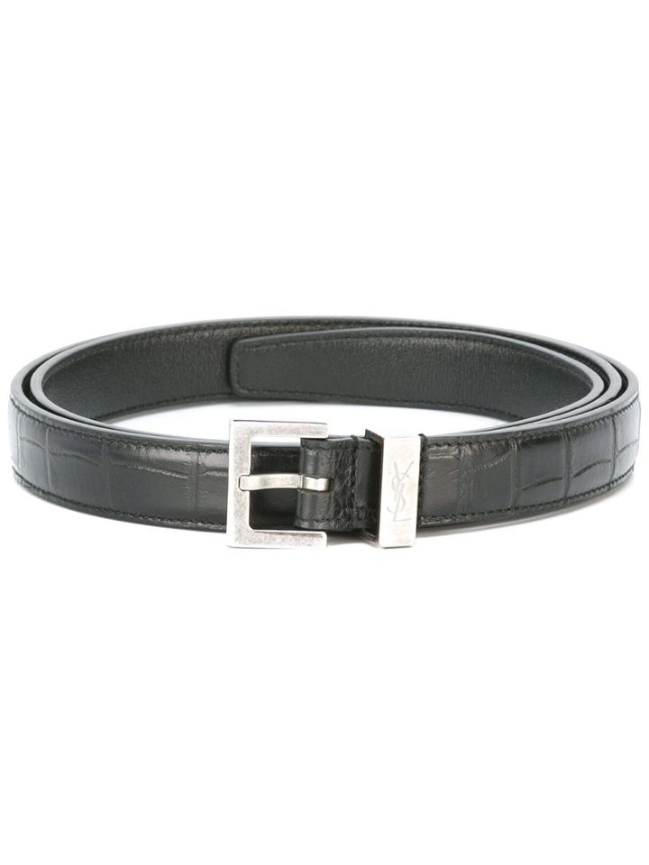Saint Laurent - Monogram Passant Buckle Belt - Men - Calf Leather - 105, Black, Calf Leather