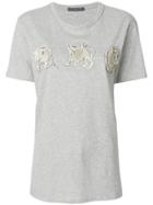 Alexander Mcqueen Sequinned Creature Appliqués T-shirt - Grey