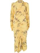 Preen By Thornton Bregazzi Floral Print Draped Dress - Yellow