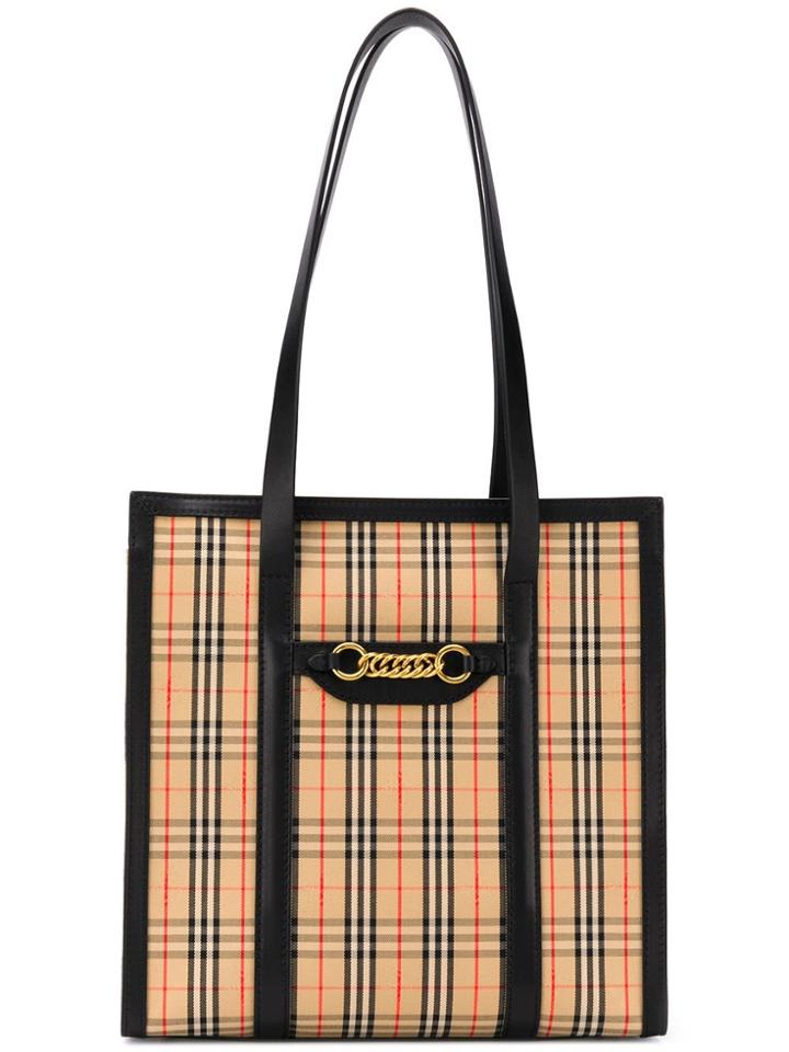 Burberry Check Print Tote Bag - Neutrals