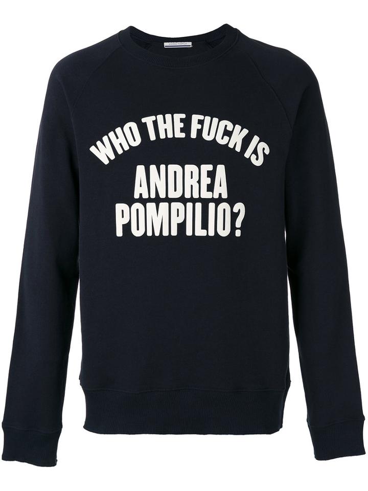 Andrea Pompilio - 'who The Fuck' Sweatshirt - Men - Cotton - 48, Blue, Cotton