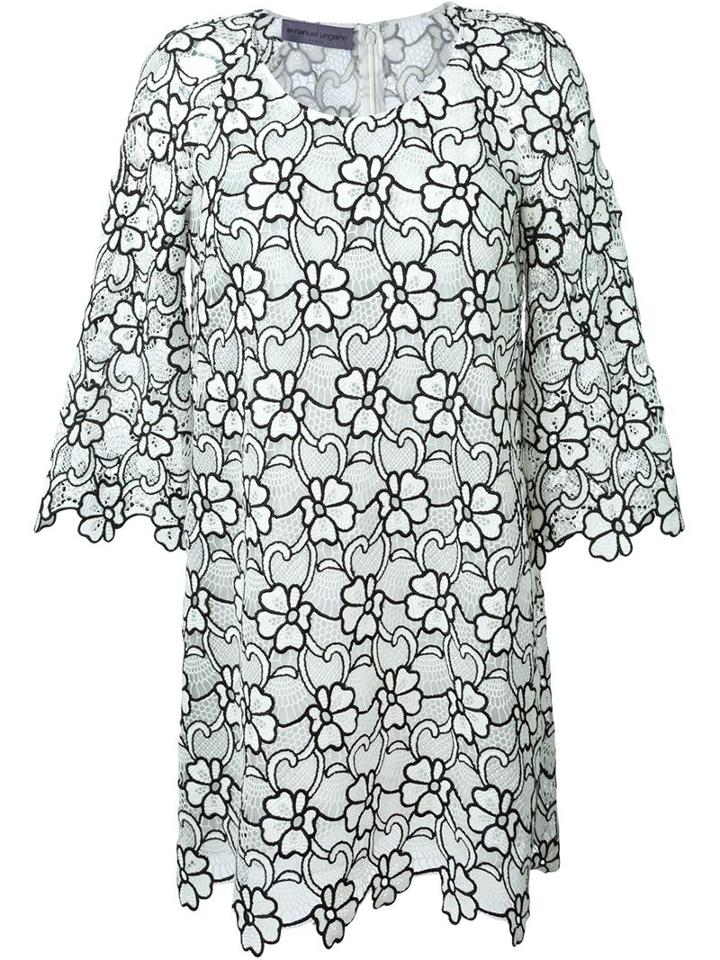 Emanuel Ungaro Flower Motif Party Dress, Women's, Size: 46, White, Silk/cotton/polyester