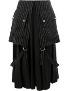 Aalto Layered Striped Skirt - Black
