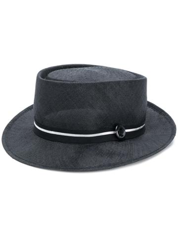 Misa Harada Stripe Detail Fedora Hat - Black