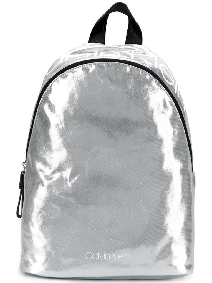 Calvin Klein Metallic Round Backpack - Silver