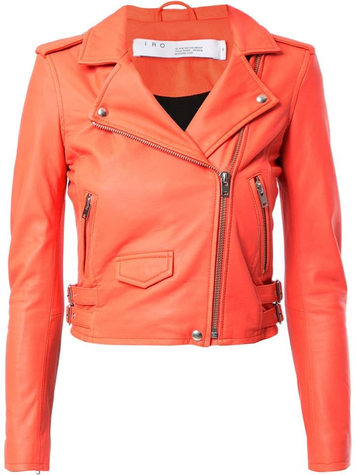 Iro Cropped Biker Jacket - Orange