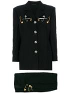 Versace Vintage Safety Pin Skirt Suit - Black