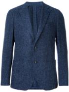 Lardini Herringbone Blazer, Men's, Size: 50, Blue, Wool/nylon/silk/cupro