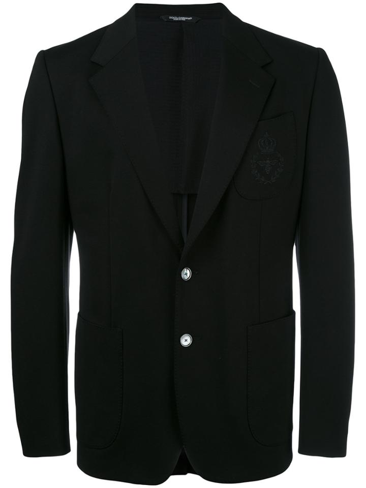 Dolce & Gabbana Bee & Crown Embroidered Blazer - Black