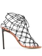 Francesco Russo Fishnet Stiletto Sandals - Black