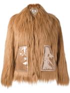 Mm6 Maison Margiela Faux Fur Jacket, Women's, Size: 42, Brown, Polyester/pvc/acetate