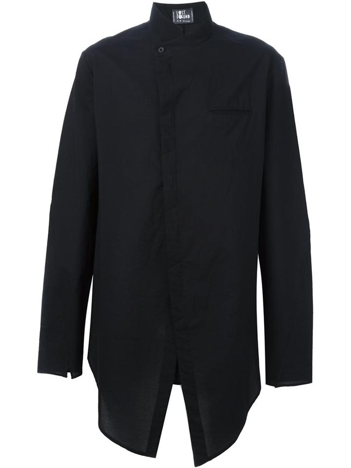Lost & Found Ria Dunn 'shifted Front' Asymmetric Button Down Shirt, Men's, Size: Medium, Black, Cotton