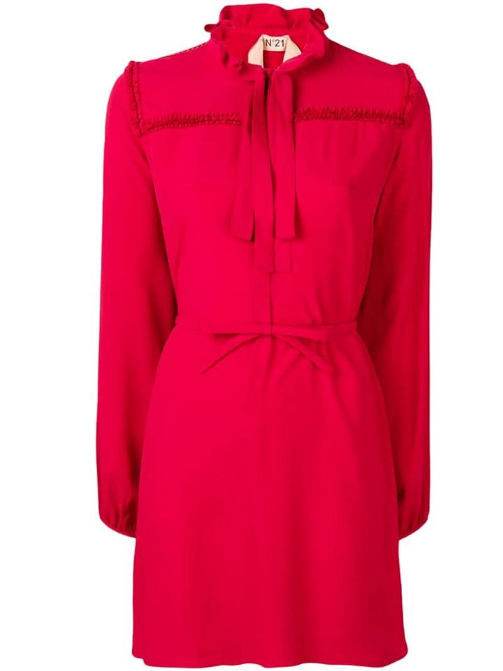 Nº21 Ruffled Bow Tie Dress - Red