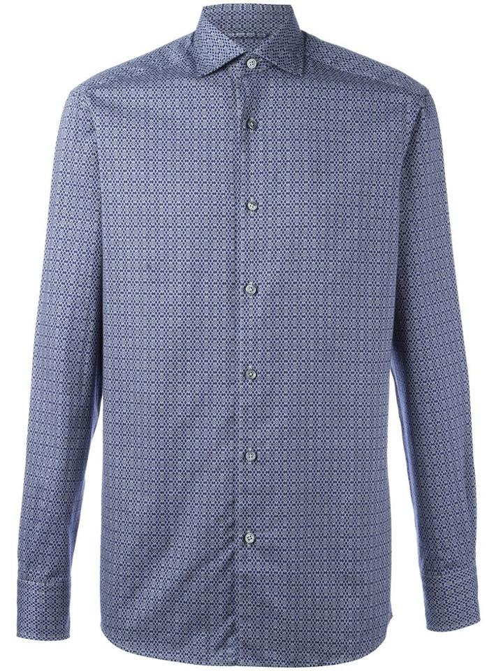 Ermenegildo Zegna Floral Diamond Pattern Shirt - Blue